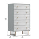 Dap 49" 5 Drawer Tall Dresser Chest, Gray, White, and Gold by Casagear Home