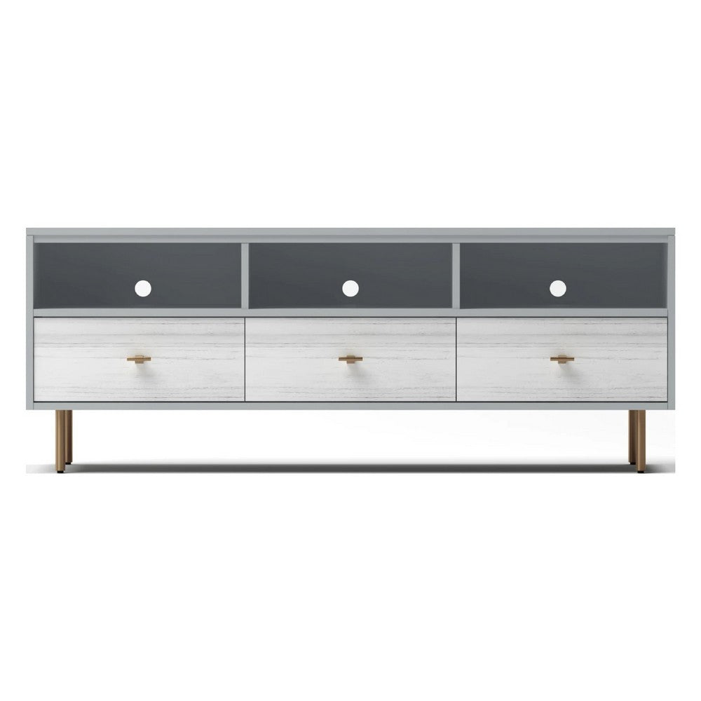 Dap 64" 3 Shelf TV Media Entertainment Console, White, Gray by Casagear Home
