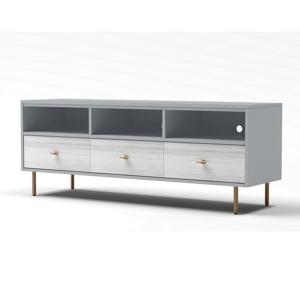 Dap 64" 3 Shelf TV Media Entertainment Console, White, Gray by Casagear Home
