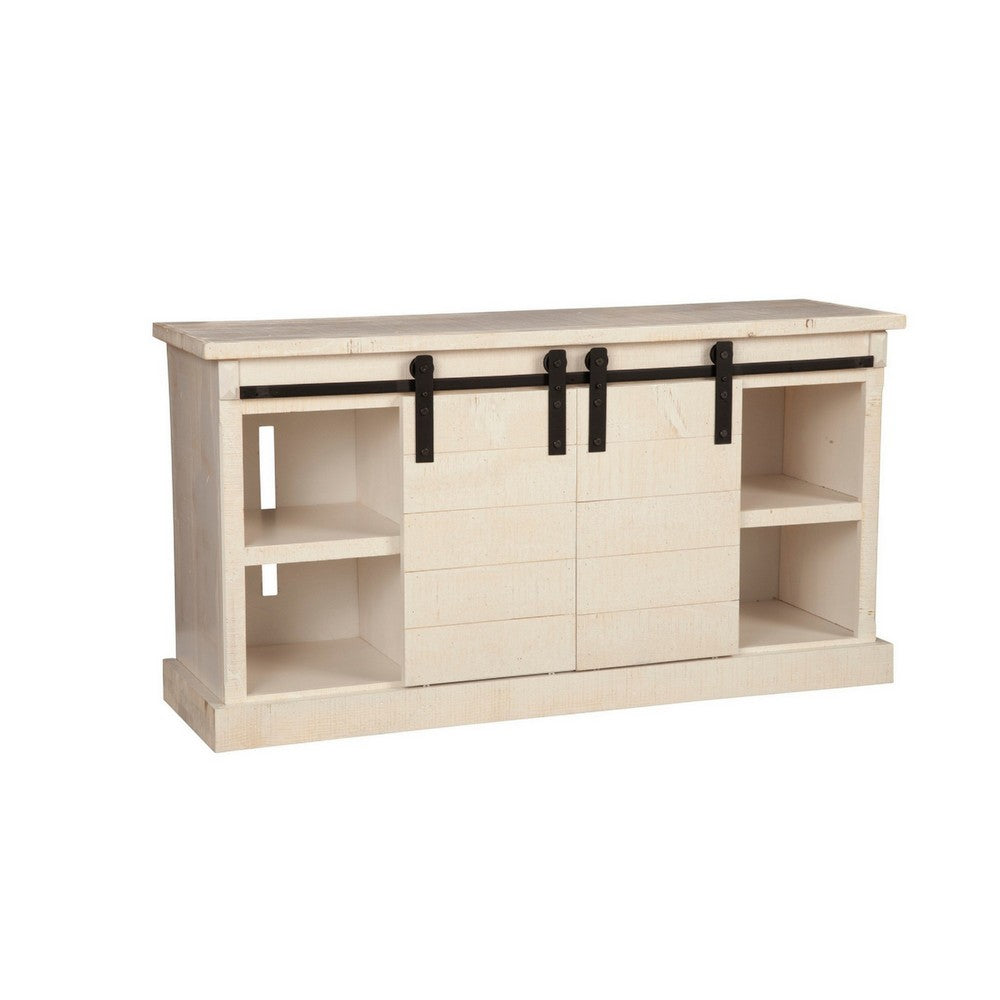 61" TV Media Entertainment Console with Barn Doors, Cream by Casagear Home