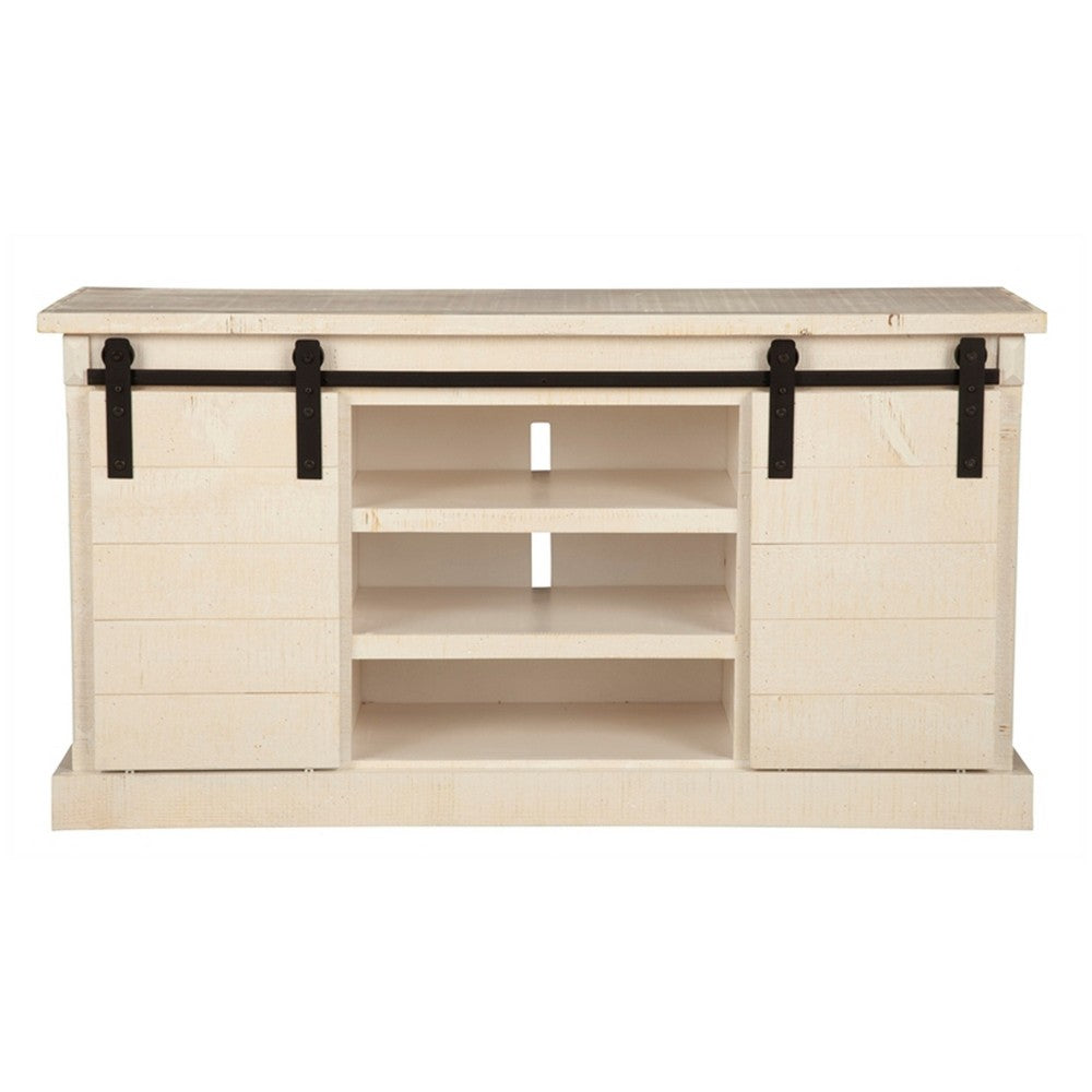 61" TV Media Entertainment Console with Barn Doors, Cream by Casagear Home