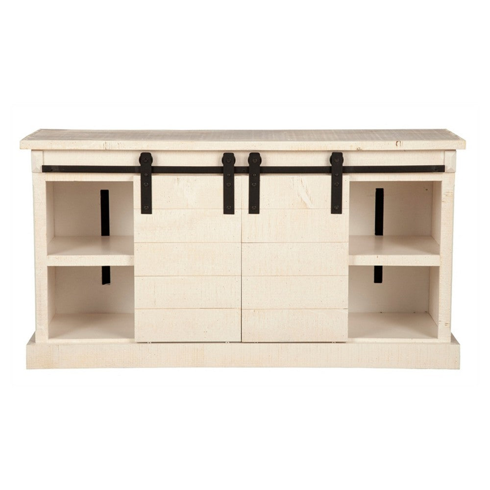 61" TV Media Entertainment Console with Barn Doors, Cream by Casagear Home