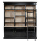 89 Inch Bookcase with Sliding Ladder, 3 Doors, 4 Adjustable Shelves, Black By Casagear Home