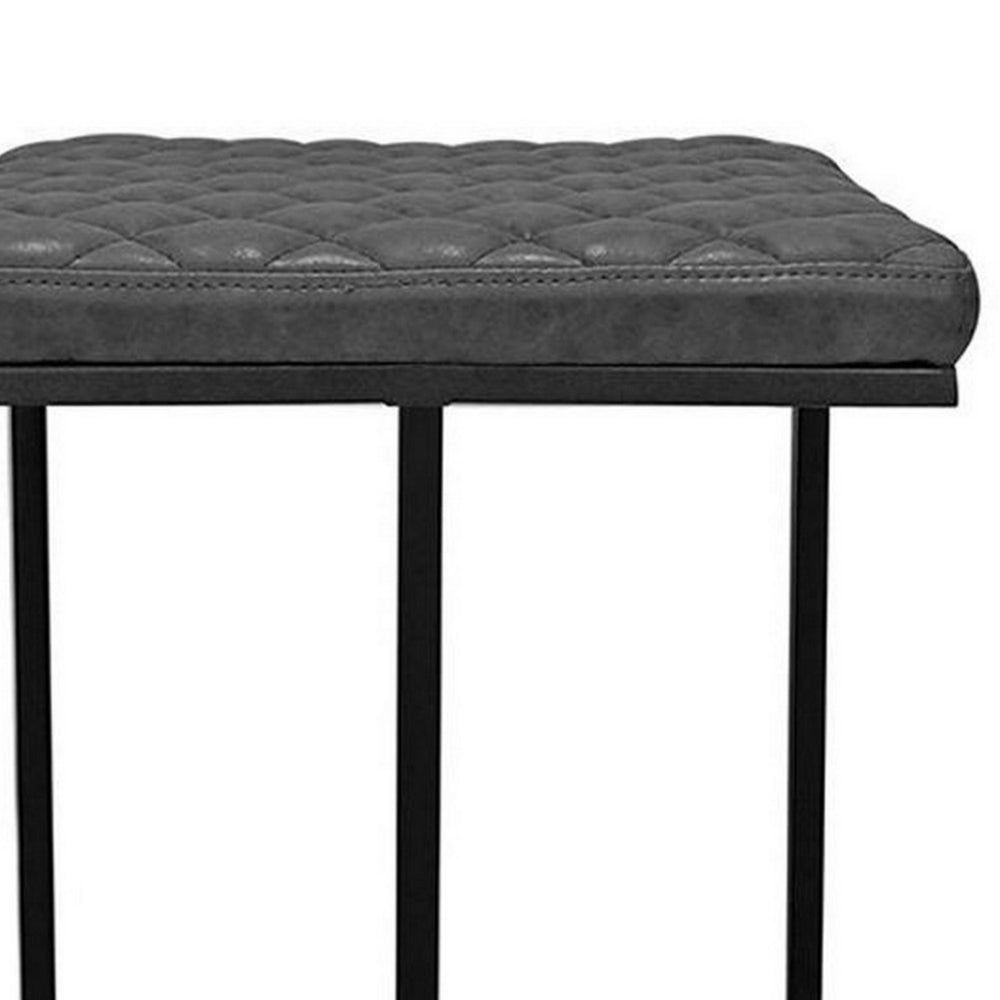 27 Inch Bar Stool Set of 2 Tufted Seat Black Faux Leather Upholstery By Casagear Home BM299516