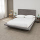 Nels King Size Platform Bed, Light Gray Acacia Wood, Platform Plinth Base