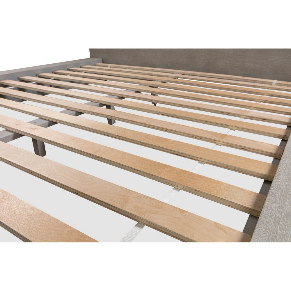 Nels Queen Size Platform Bed Light Gray Acacia Wood Platform Plinth Base