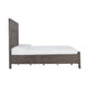 Vero Queen Size Bed Roughhewn Washed Brown Wood Asymmetric Panel Design BM299525