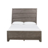 Vero Queen Size Bed, Roughhewn Washed Brown Wood, Asymmetric Panel Design