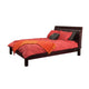 Mox Queen Platform Bed, Espresso Brown Wood, Cut Out Headboard, Block Legs