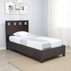 Yee King Storage Bed, Espresso Brown Finish, 4 Drawers, Cut Out Headboard
