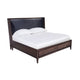 Enzo Queen Storage Bed, Linen Upholstered Headboard, Brown Mahogany Wood