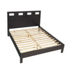Yee King Size Platform Bed, Cut Out Panel Headboard, Espresso Brown Wood