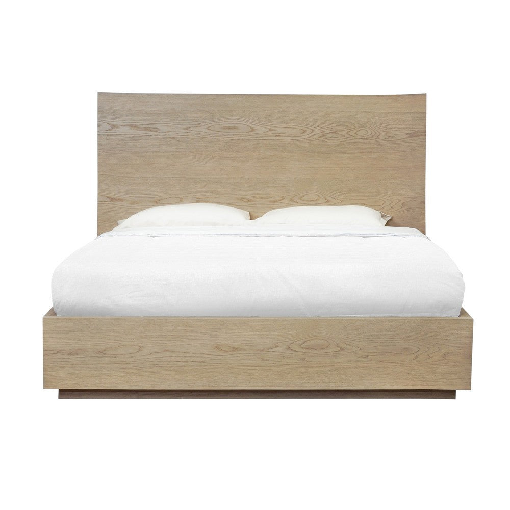 Aziel California King Platform Bed Panel Headboard White Oak Brown Finish BM299583