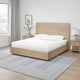 Aziel California King Platform Bed, Panel Headboard, White Oak Brown Finish