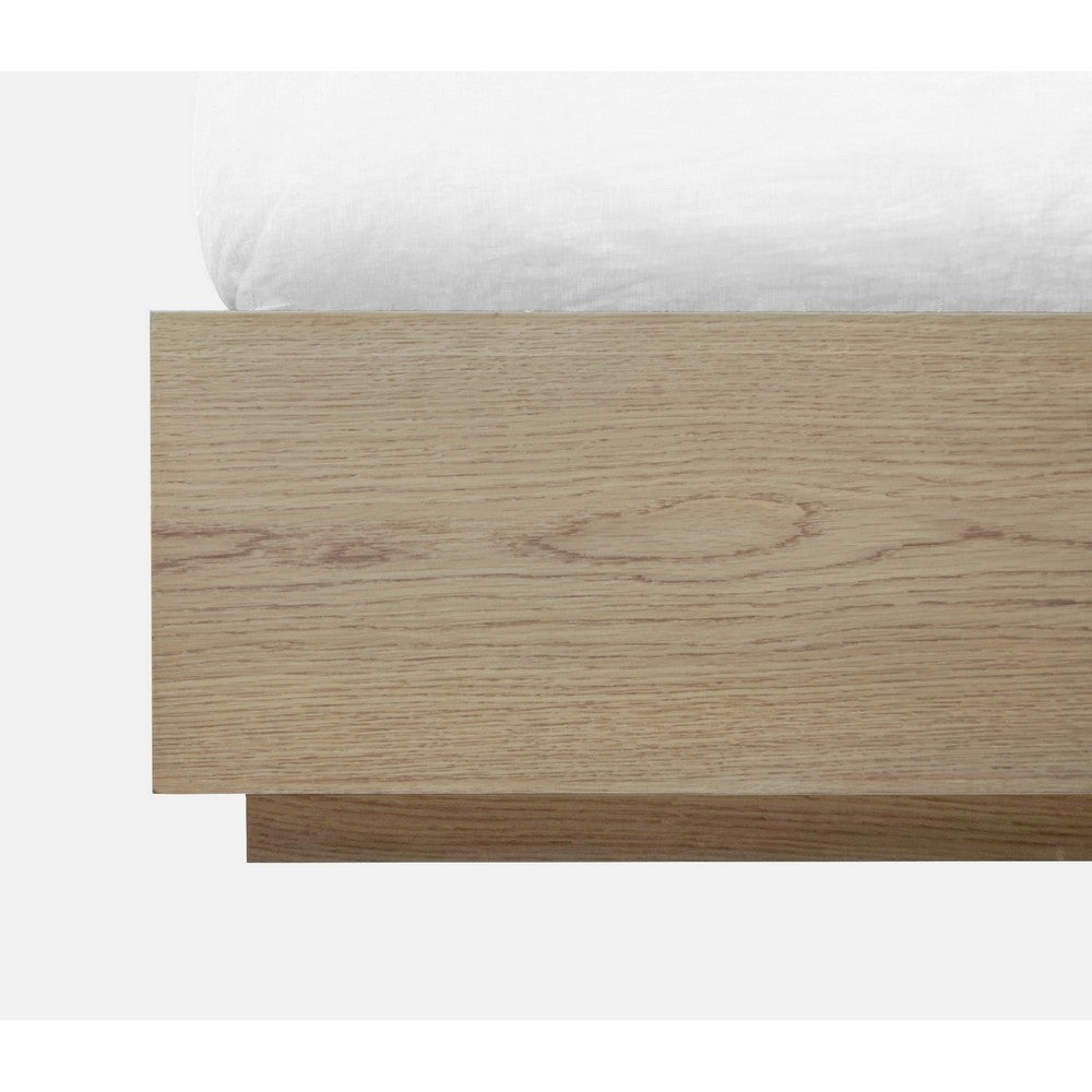 Aziel Queen Platform Bed Panel Headboard Mitered Edges White Oak Brown BM299585