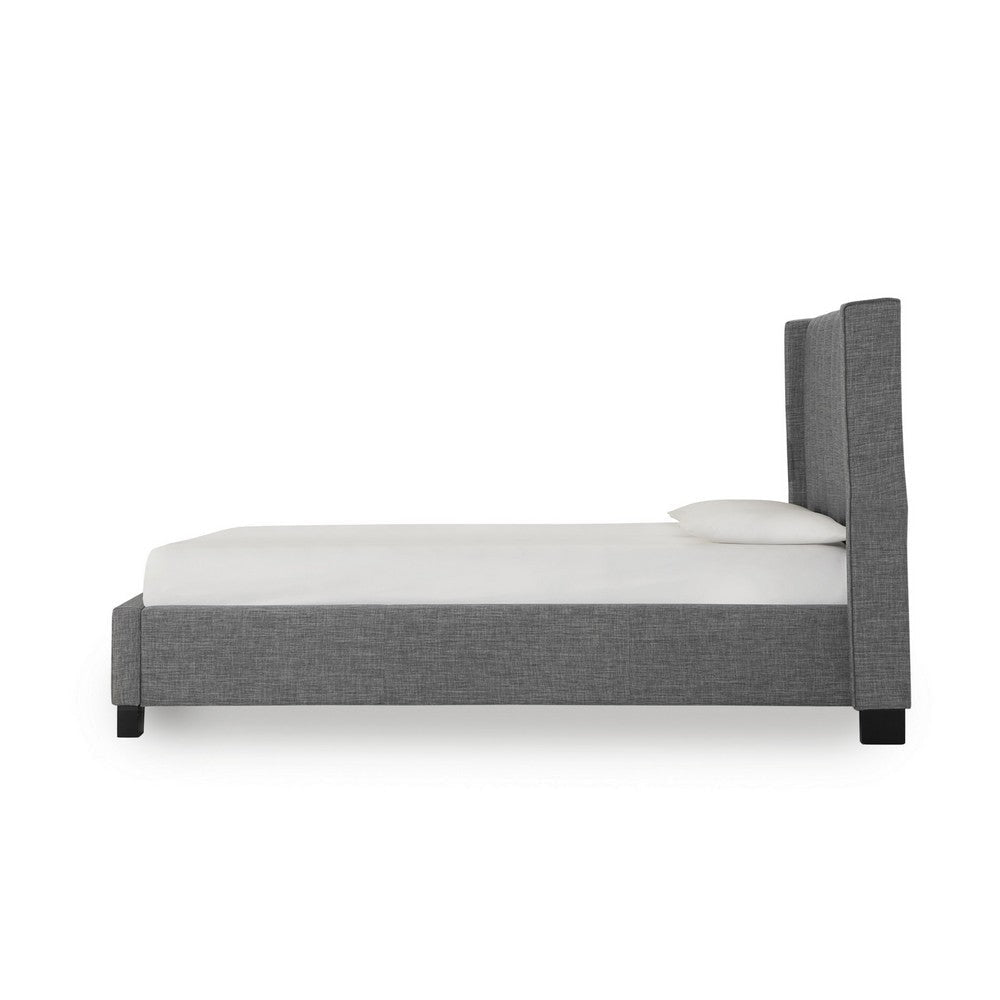 Layla Full Size Platform Bed Tall Vertical Tufted Shelter Headboard Gray BM299593