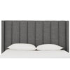 Layla Full Size Platform Bed Tall Vertical Tufted Shelter Headboard Gray BM299593