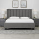 Layla Full Size Platform Bed, Tall Vertical Tufted Shelter Headboard, Gray