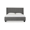 Layla Full Size Platform Bed, Tall Vertical Tufted Shelter Headboard, Gray