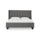 Layla Full Size Platform Bed, Tall Vertical Tufted Shelter Headboard, Gray