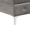 Anzo 32 Inch Square Ottoman Button Tufting Chrome Plated Steel Legs Gray BM299602