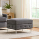 Anzo 32 Inch Square Ottoman, Button Tufting, Chrome Plated Steel Legs, Gray
