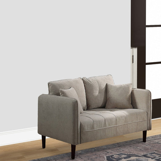 Hak 52" Loveseat, Rounded Arms, Biscuit Tufting, Taupe By Casagear Home