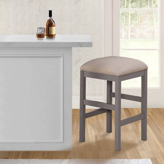 24" Counter Stool, Set of 2, Cushioned, Farmhouse Design, Gray By Casagear Home