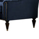 Cin 68 Inch Loveseat Tufted Camelback Bench Seat Nailhead Trim Blue BM299664