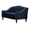 Cin 68 Inch Loveseat, Tufted Camelback Bench Seat, Nailhead Trim, Blue