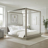 Nels Queen Platform Canopy Bed, Low Profile, Mitered Edges, Mineral Gray
