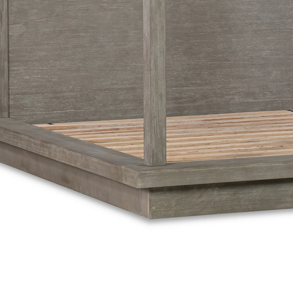 Nels Full Platform Canopy Bed Low Profile Mitered Edges Mineral Gray