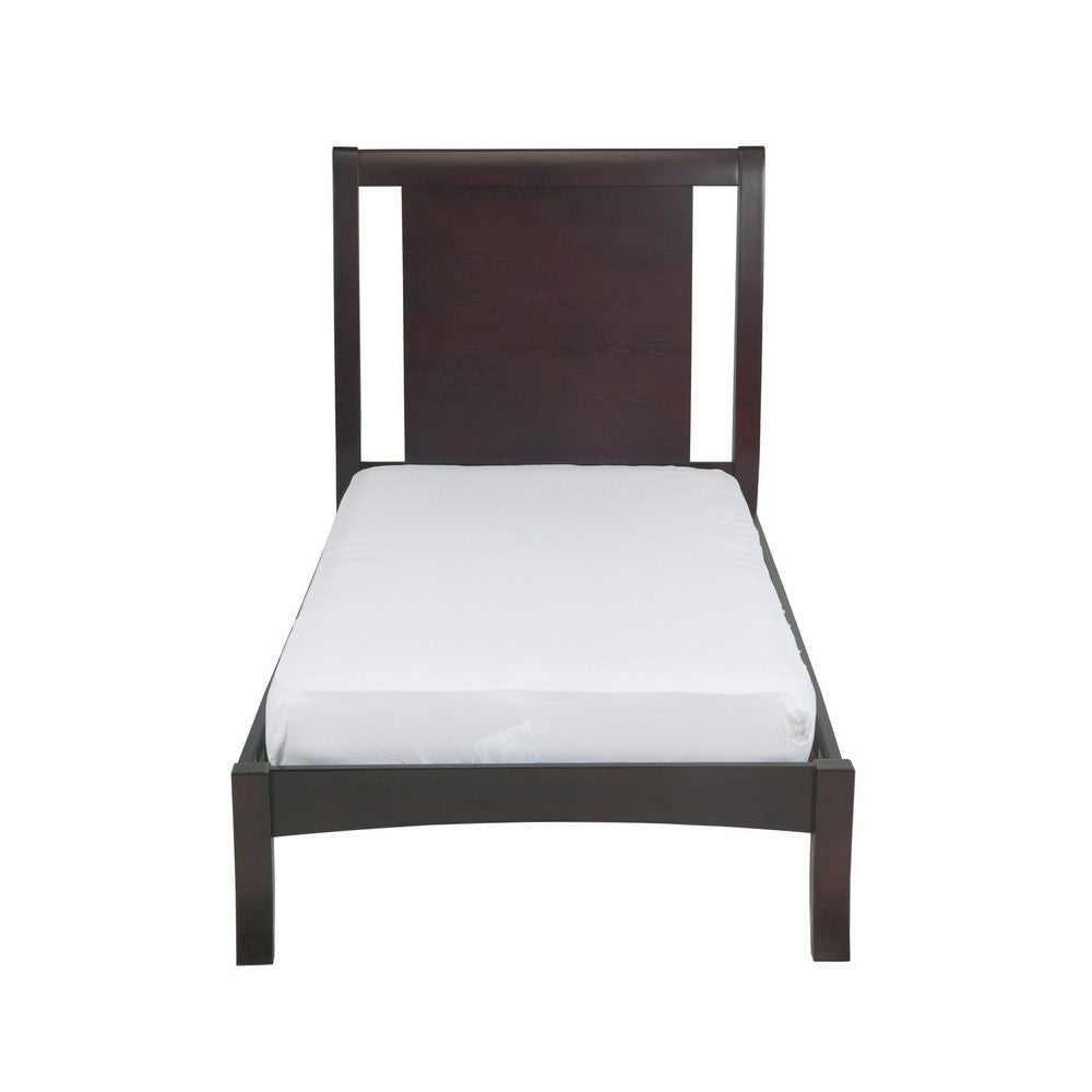 Fang Queen Size Bed Sleigh Panel Headboard Espresso Brown Mahogany Wood