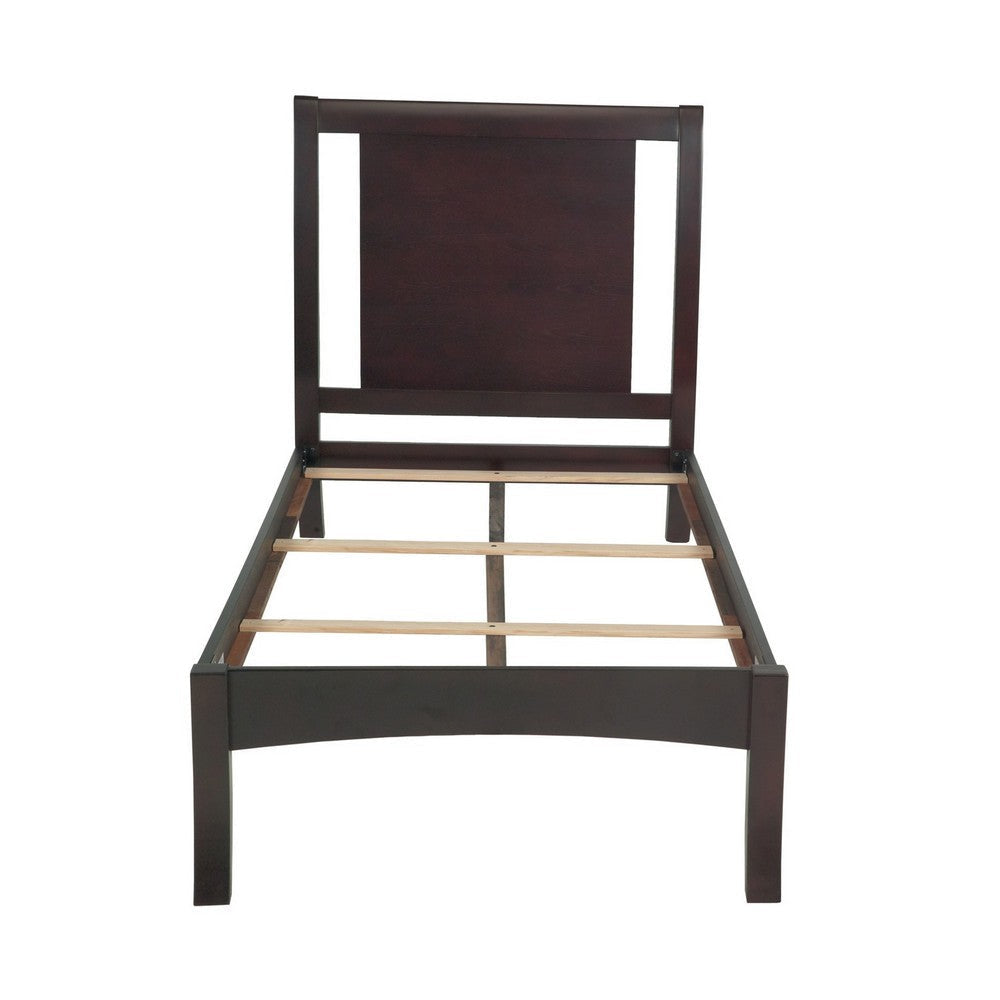 Fang King Size Bed Sleigh Panel Headboard Espresso Brown Mahogany Wood