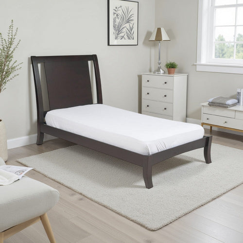 Fang King Size Bed, Sleigh Panel Headboard, Espresso Brown Mahogany Wood