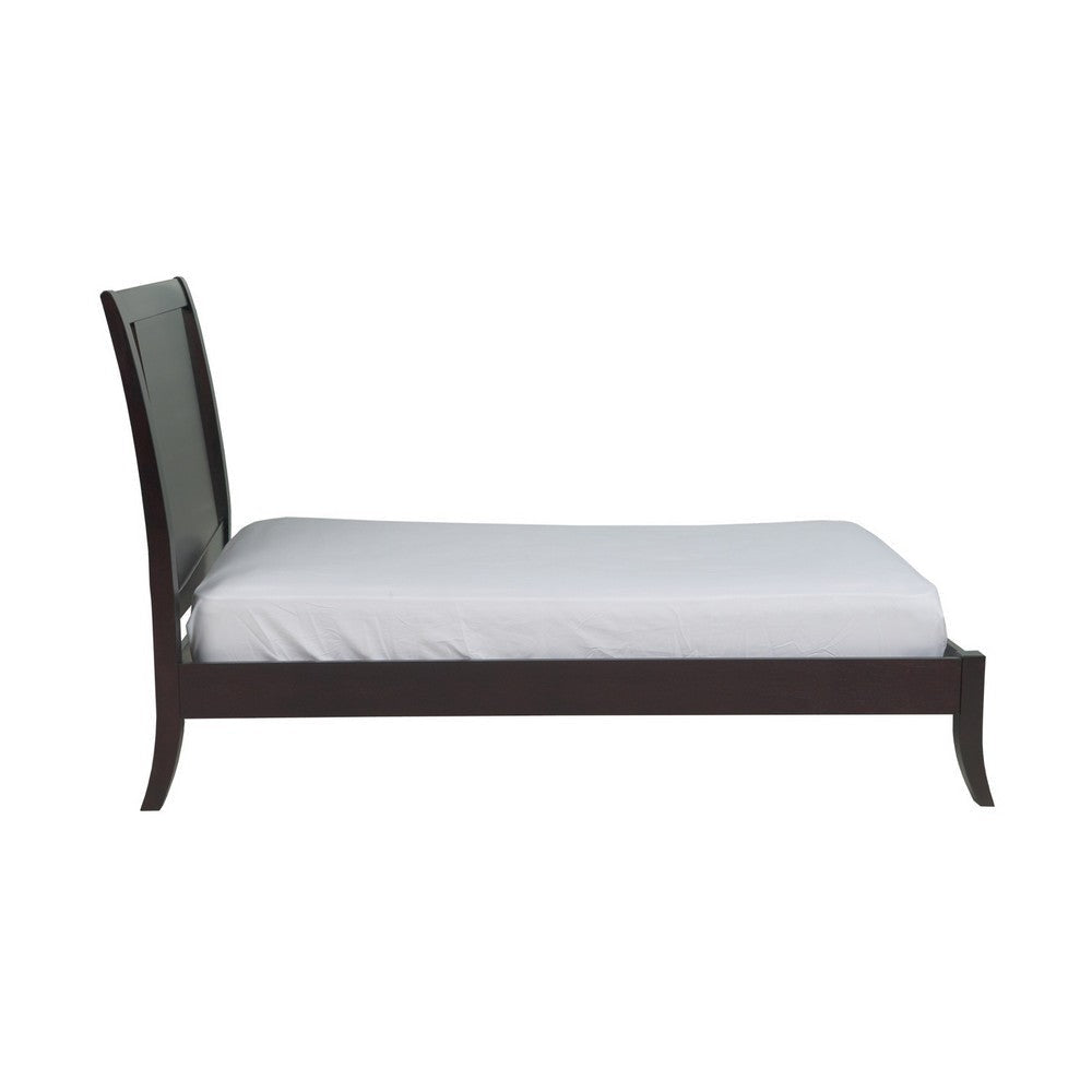 Fang Twin Size Bed Sleigh Panel Headboard Espresso Brown Mahogany Wood