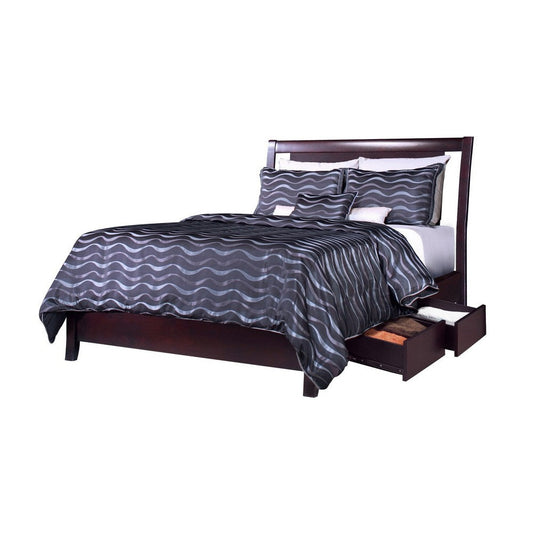 Fang King Storage Bed, 4 Drawers, Tropical Mahogany Wood, Espresso Brown