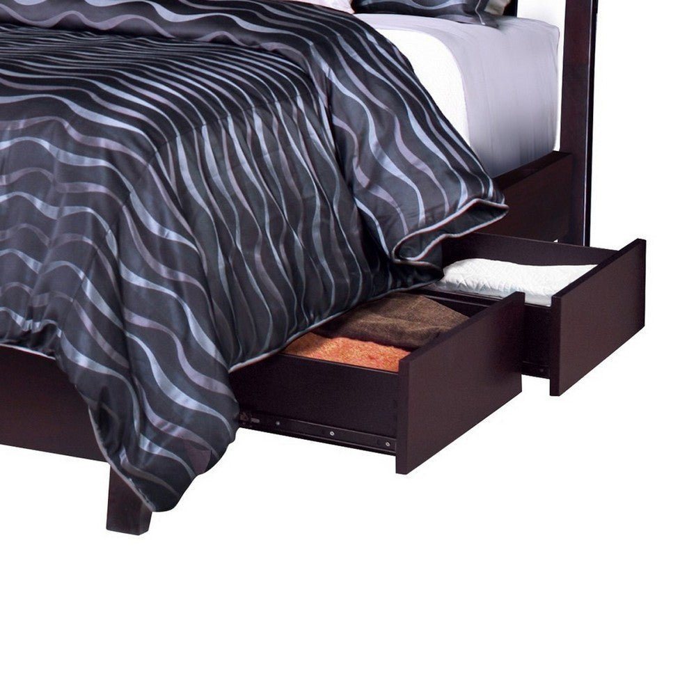 Fang California King Bed Storage Tropical Mahogany Wood Espresso Brown BM299745