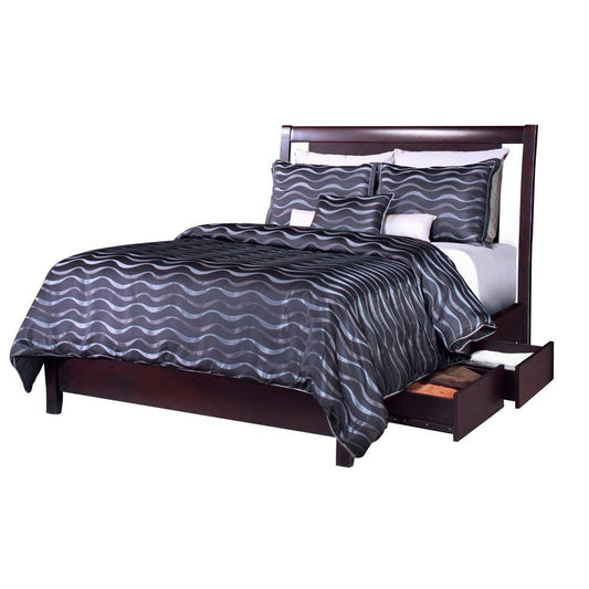 Fang California King Bed, Storage, Tropical Mahogany Wood, Espresso Brown