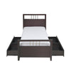 Fang Twin Size Storage Bed Sleigh Headboard 4 Drawers Espresso Brown