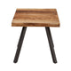 24 Inch Brown Acacia Wood End Table Live Edges Angular Black Metal Legs BM299758
