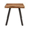 24 Inch Brown Acacia Wood End Table Live Edges Angular Black Metal Legs BM299758