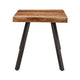 24 Inch Brown Acacia Wood End Table Live Edges Angular Black Metal Legs BM299758