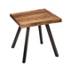 24 Inch Brown Acacia Wood End Table, Live Edges, Angular Black Metal Legs