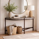 Agar 30 Inch Semi Circular Console Table, Concrete Top, Bronze Steel Legs
