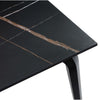 Gower 71 Inch Rectangular Dining Table, Black Stone Top, Black Metal Base