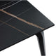 Gower 71 Inch Rectangular Dining Table, Black Stone Top, Black Metal Base