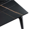 Gower 71 Inch Rectangular Dining Table Black Stone Top Black Metal Base BM299770