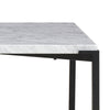 Agnew 48 Inch Coffee Table White Marble Top Tubular Black Steel Base BM299786