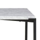 Agnew 48 Inch Coffee Table White Marble Top Tubular Black Steel Base BM299786